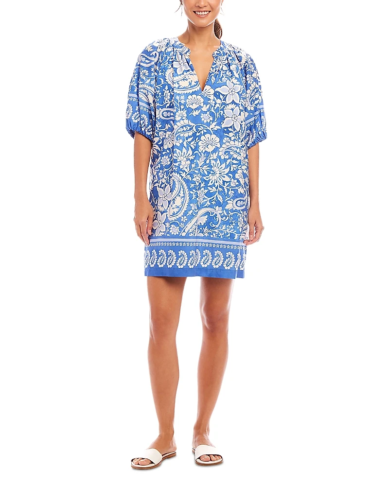 Karen Kane Printed Puff Sleeve Peasant Dress