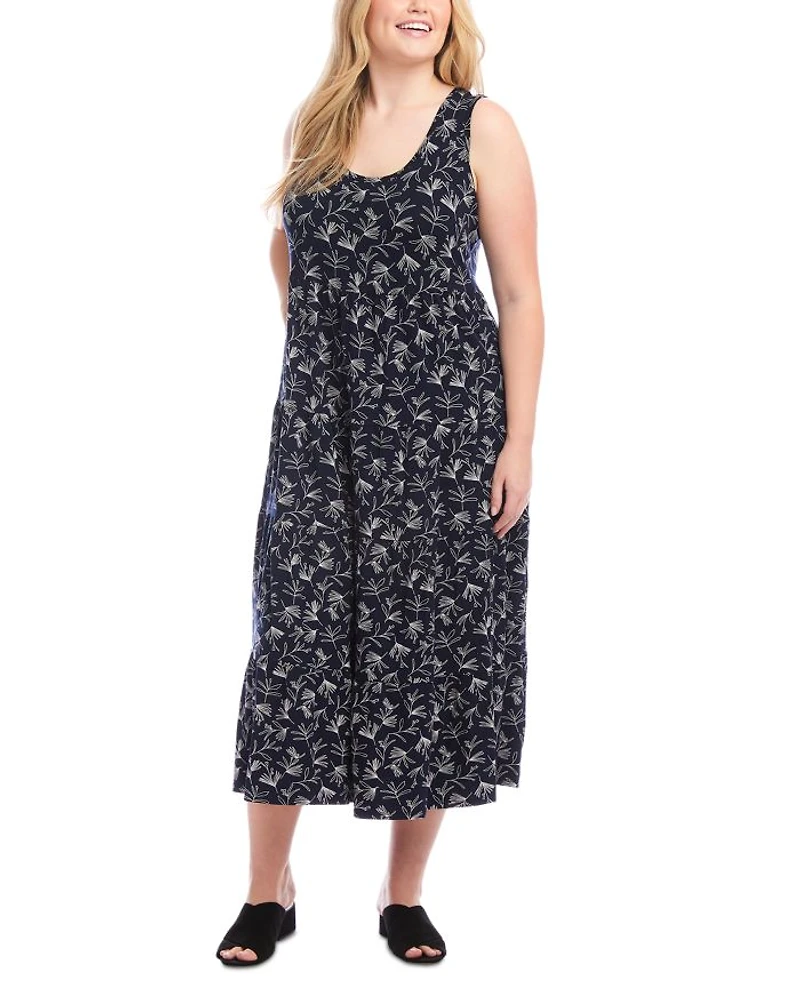 Plus Floral Tiered Midi Dress