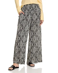 Aqua Ikat Print Smocked Waist Pants - Exclusive