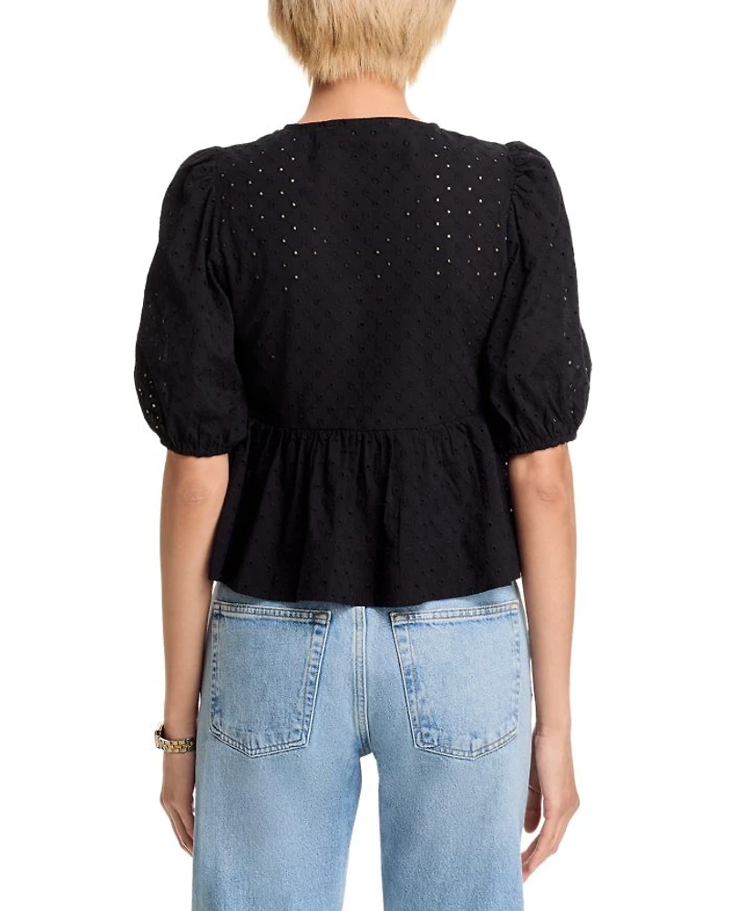 Paula Eyelet Tie Front Top