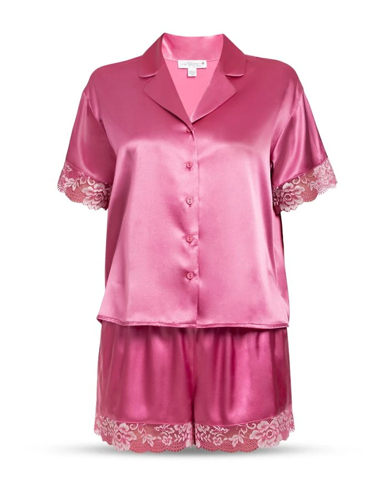 Satin Floral Lace Shortie Pajama Set