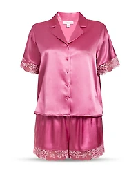 Satin Floral Lace Shortie Pajama Set