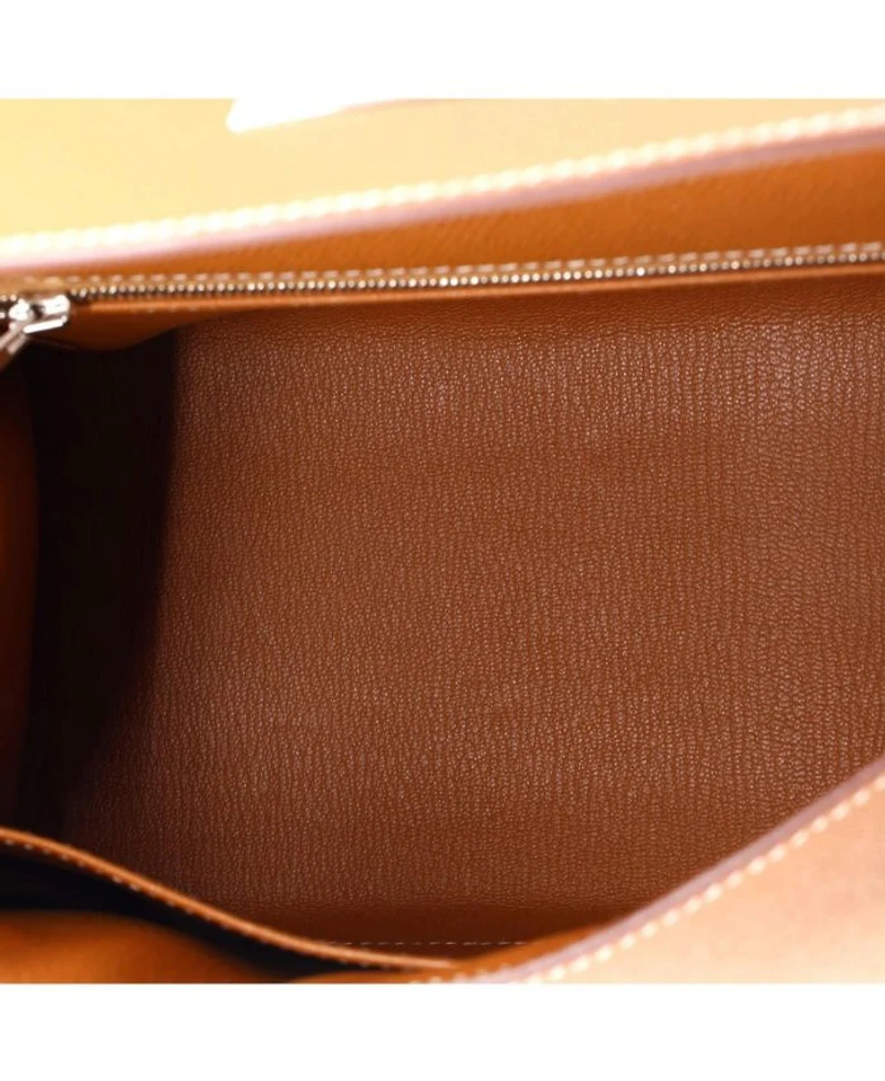 Kelly 28 Handbag Brown Epsom with Palladium Hardware