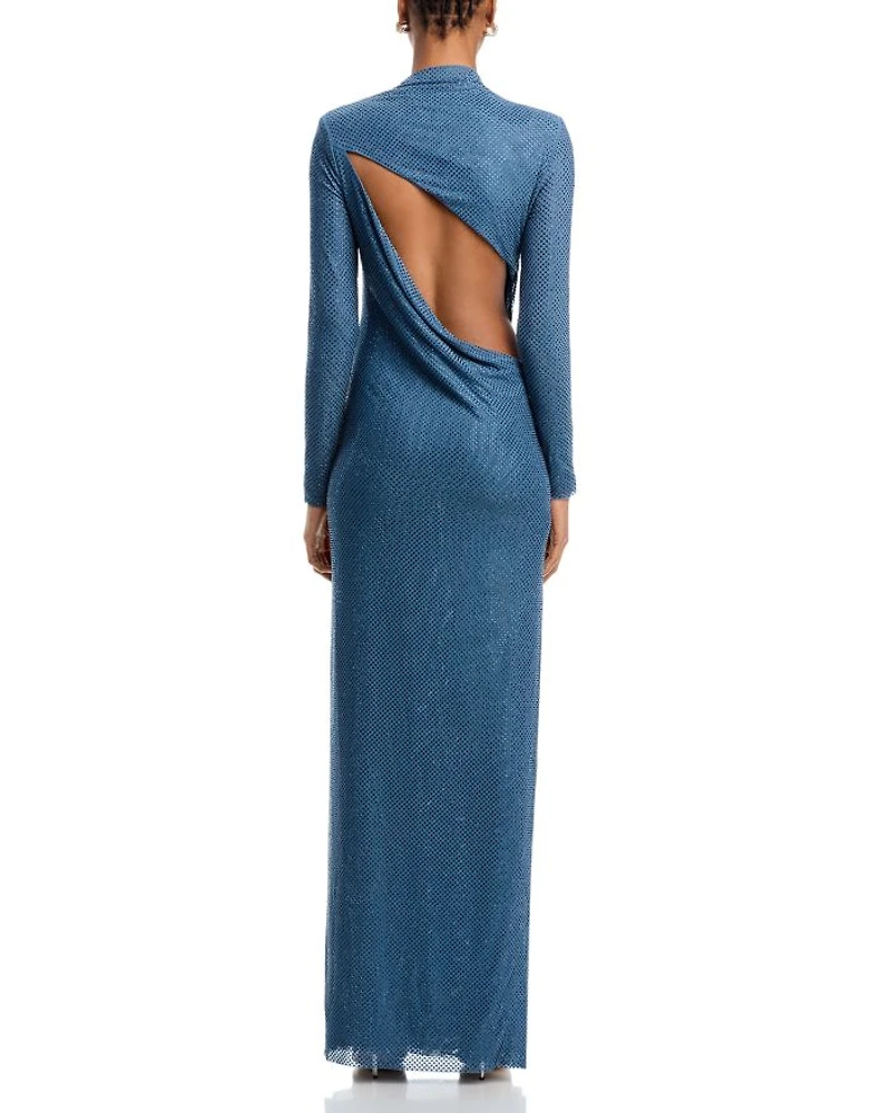 Rhinestone Gathered Maxi Dress