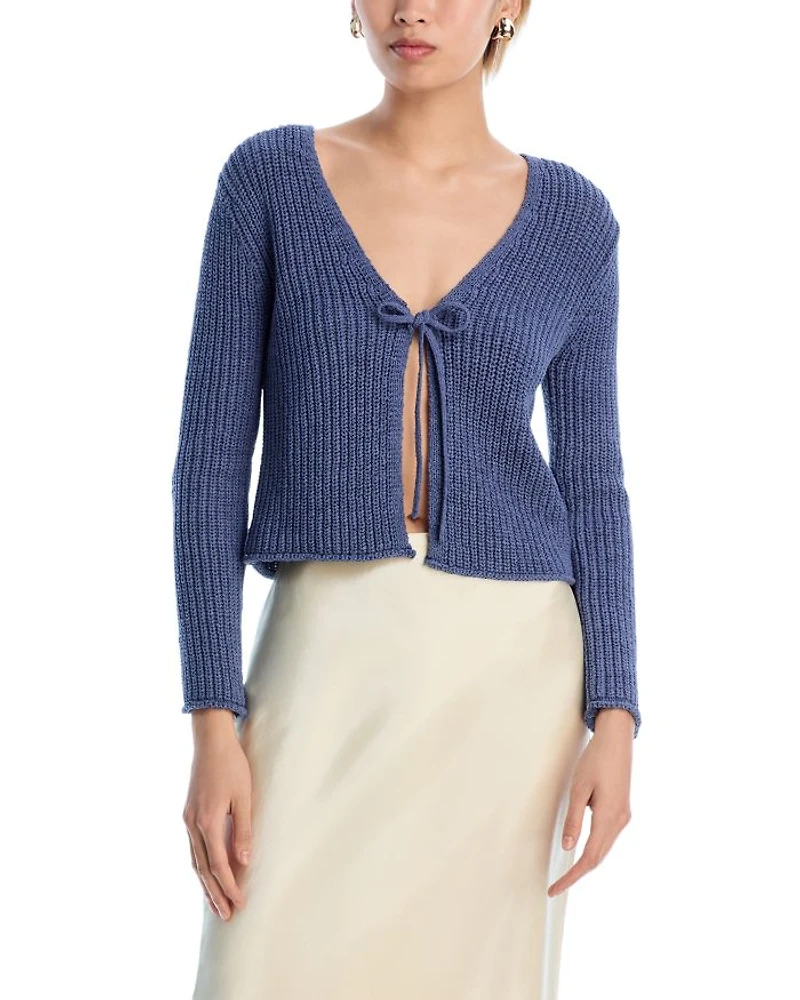 V Neck Tie Front Cardigan