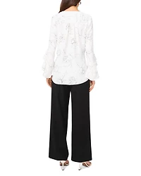 V Neck Flutter Sleeve Blouse