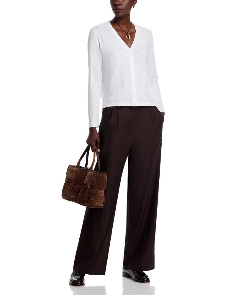 Stretch Linen V Neck Cardigan