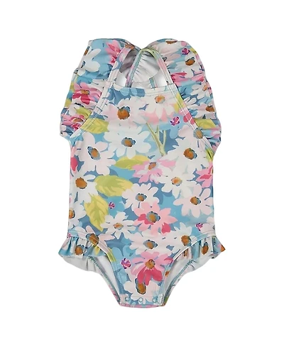 Deux par Deux Girls' Printed One-Piece Swimsuit with Frills - Baby