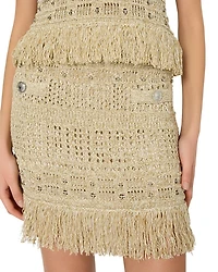 Beaded Fringe Hem Knit Skirt