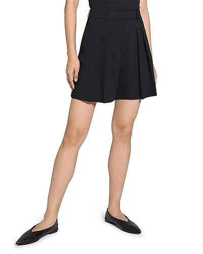 Theory Pleated Linen Shorts