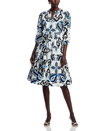 T Tahari Printed Tiered Dress