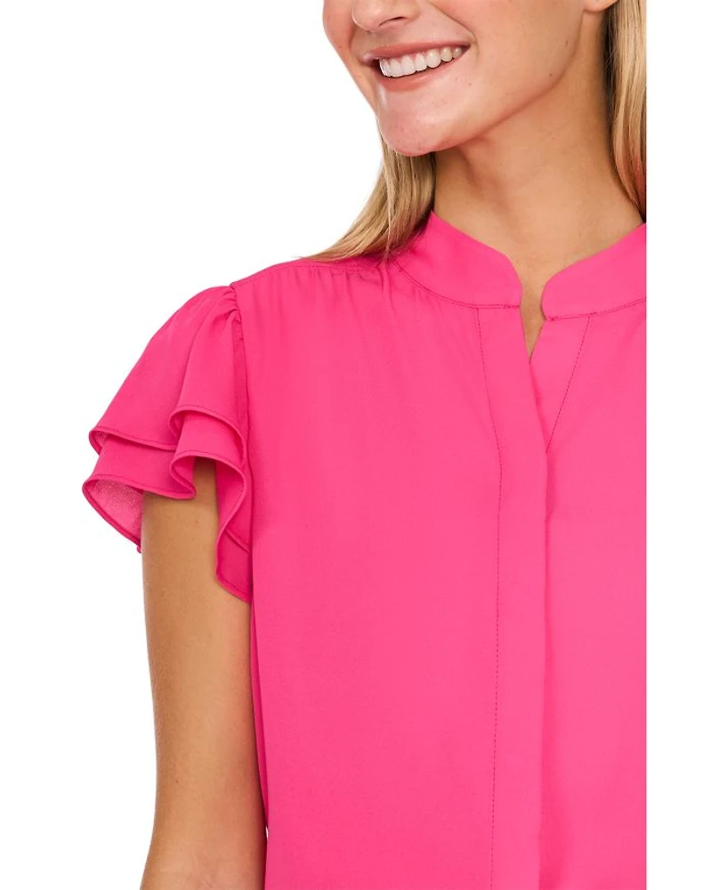Double Flutter Short Sleeve Top