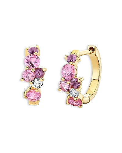 Sydney Evan 14K Yellow Gold Diamond Cluster Huggie Hoop Earrings