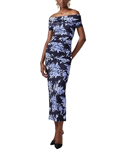 Carolina Herrera Off-the-Shoulder Gathered Midi Dress