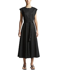 Belted Cap Sleeve Midi Dress
