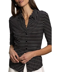 Ribbed Knit Button Front Shirt