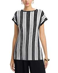 Misook Cap Sleeve Stripped Tunic