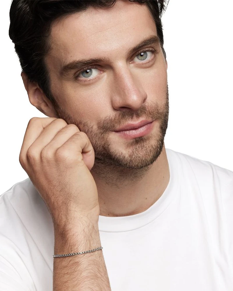 Men's Box Chain Bracelet Sterling Silver, 2.7mm