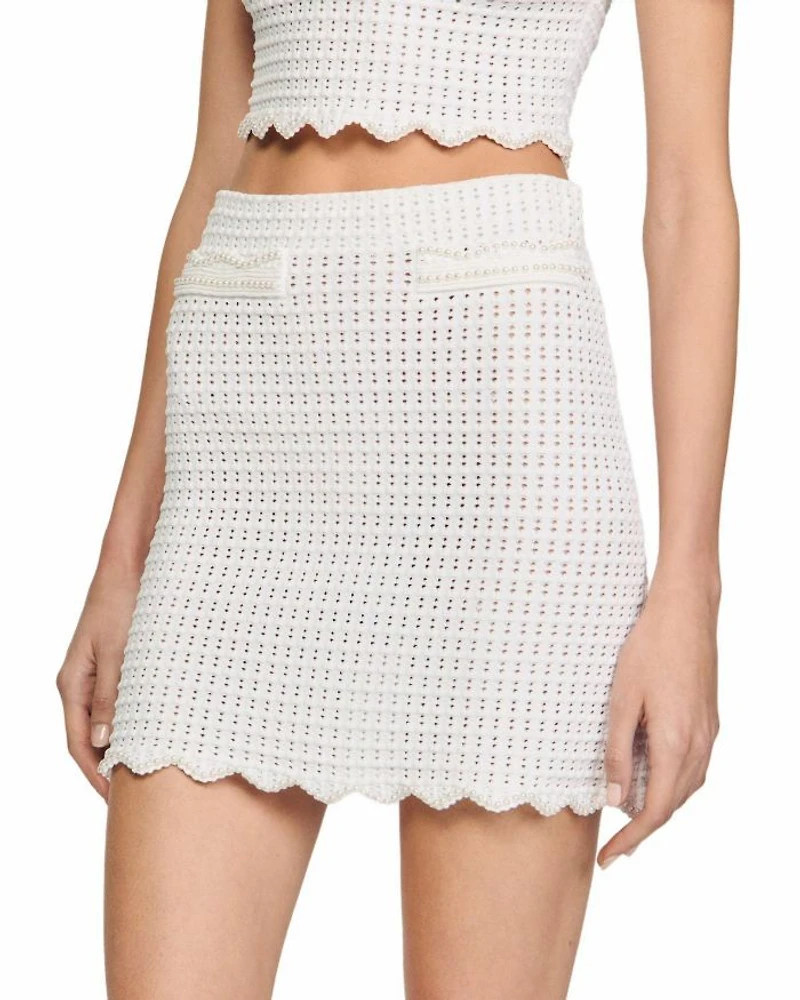 Pearl Bead Mini Skirt