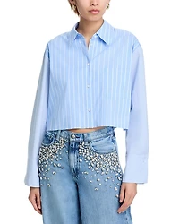 Cropped Striped Poplin Shirt