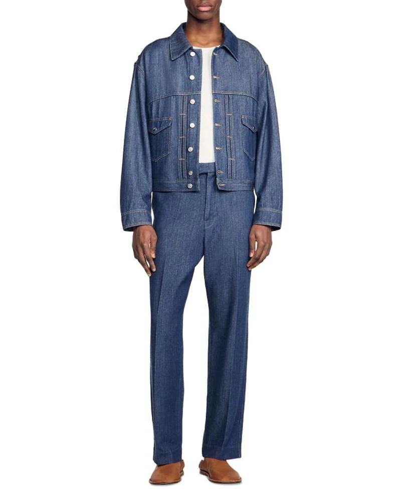 Chambray Oversized Fit Wool Trucker Jacket