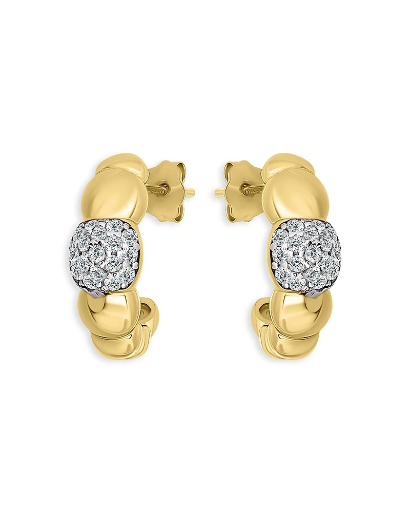 Aqua Croissant Designs Pave Cluster Half Hoop Earrings