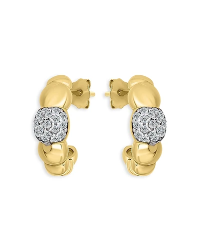 Aqua Croissant Designs Pave Cluster Half Hoop Earrings