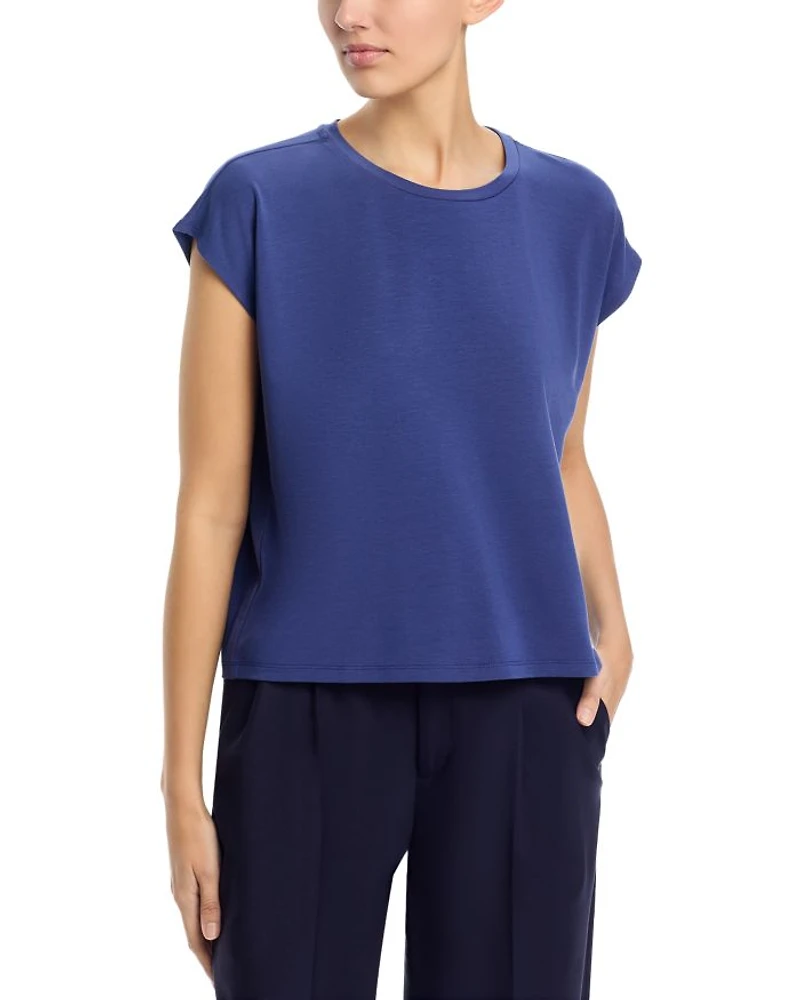 Fine Stretch Jersey Knit Boxy Tee