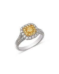 Bloomingdale's Fine Collection White & Yellow Diamond Cushion Halo Ring