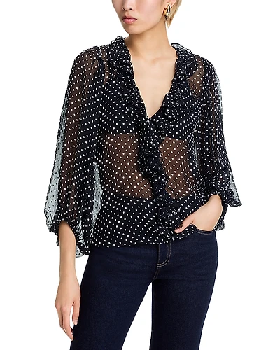 Alice and Olivia Betsie Polka Dot Print Top