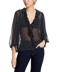 Alice and Olivia Betsie Polka Dot Print Top