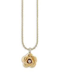 Sydney Evan 14K Yellow Gold Diamond Rose Pendant Necklace, 18