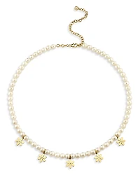 Sydney Evan 14K Yellow Gold Freshwater Pearl & Diamond Daisy Charm Necklace, 18