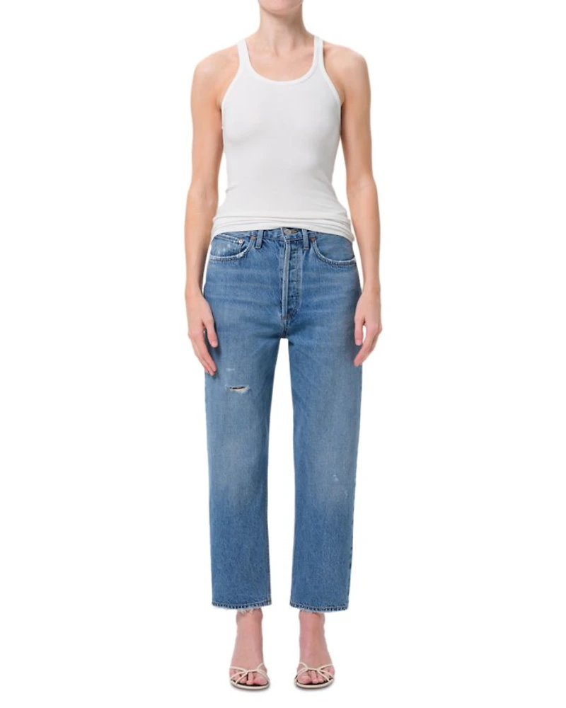 90's Crop Mid Rise Straight Jeans Shrine