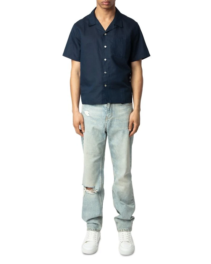 Regular Fit Linen Camp Shirt