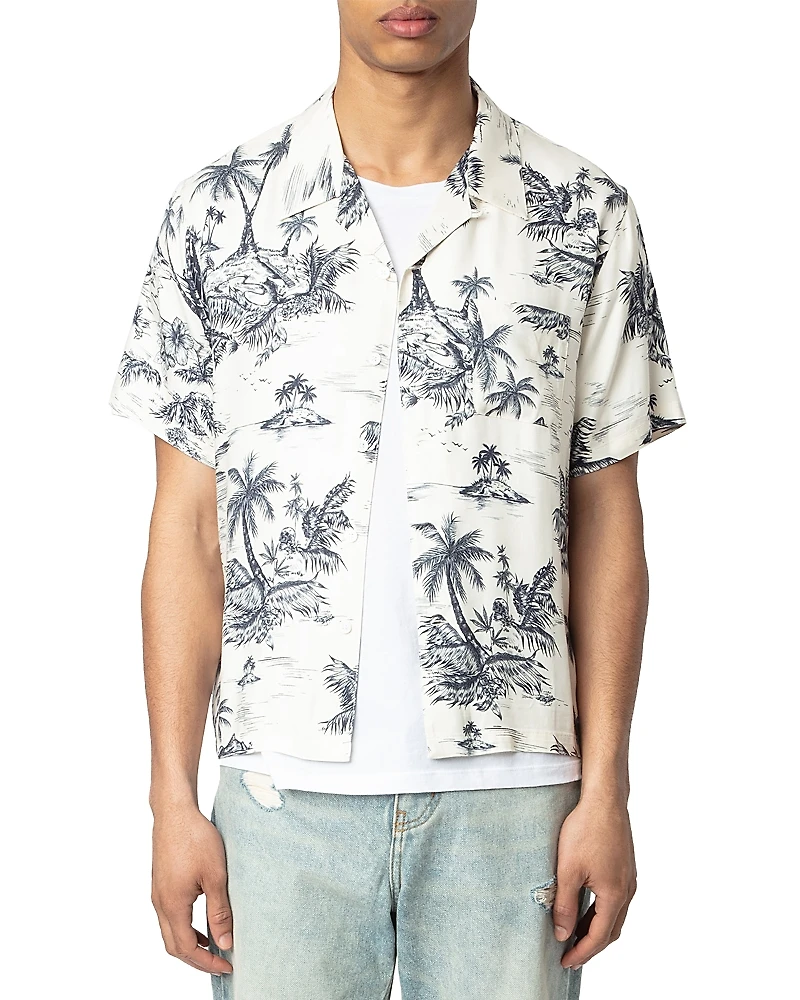 Zadig & Voltaire Tropical Palm Regular Fit Camp Shirt