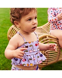 Girls' Joy Sleeveless Ruffle Top & Print Bottom Two Piece Swimwear - Baby