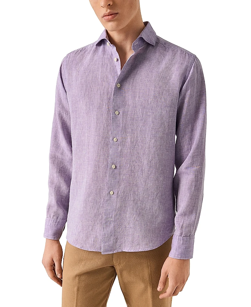 Eton Contemporary Fit Solid Linen Shirt