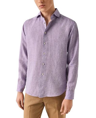 Eton Contemporary Fit Solid Linen Shirt
