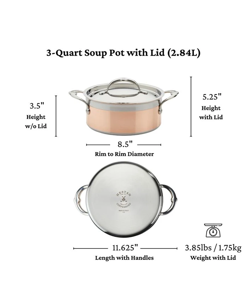 CopperBond® 3-Quart Induction Copper Soup Pot with Lid