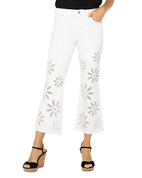 Hannah High Rise Crop Flare Jeans White Daisy