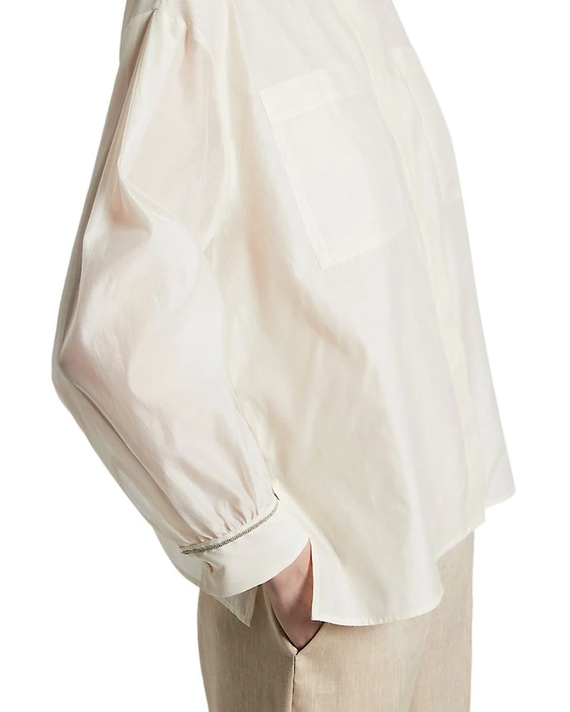 Concealed Button Long Sleeve Blouse