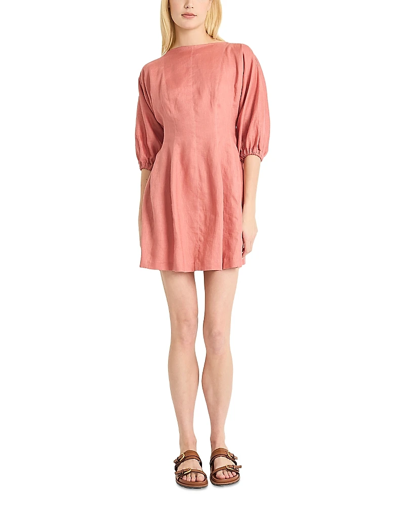 Luxely Linen Long Sleeve Mini Dress