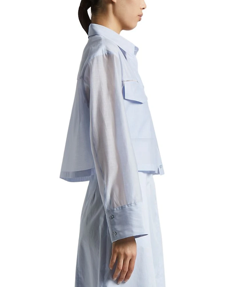 Cropped Flap Pocket Blouse