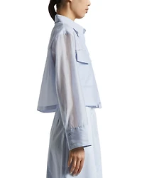 Cropped Flap Pocket Blouse
