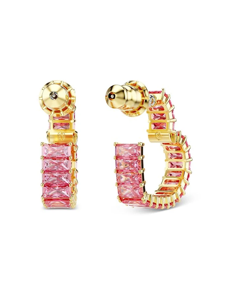 Matrix Pink Crystal Heart Hoop Earrings