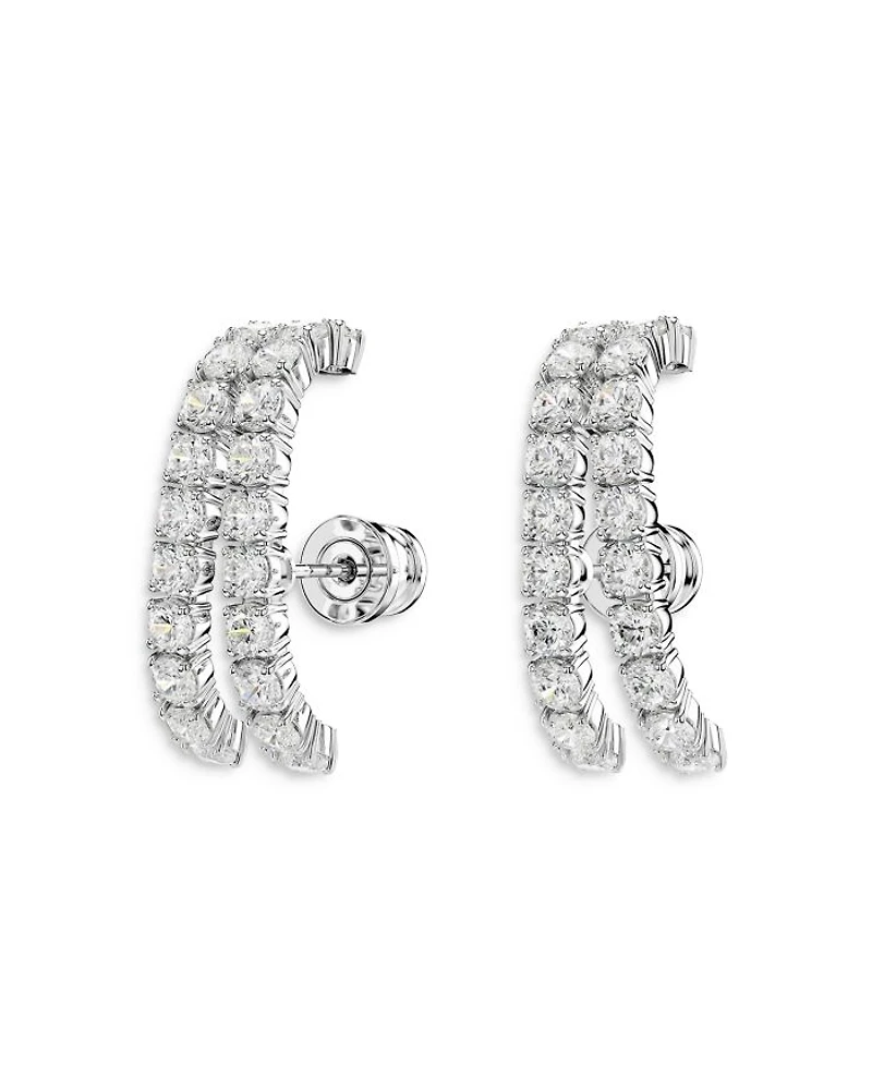 Matrix Crystal Double Row Cuff Stud Earrings