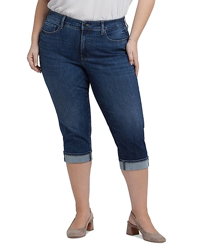 Nydj Plus Marilyn High Rise Cropped Straight Cuffed Jeans