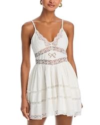 LoveShackFancy Zima Lace Trim Mini Dress