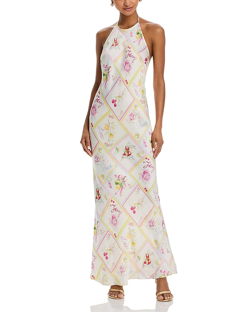 LoveShackFancy Brynthe Floral Halterneck Maxi Dress